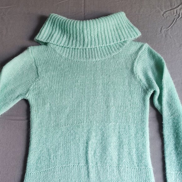 Seduction turtle neck knitted long pullover women's size XS mint green colour - Picture 2 of 7